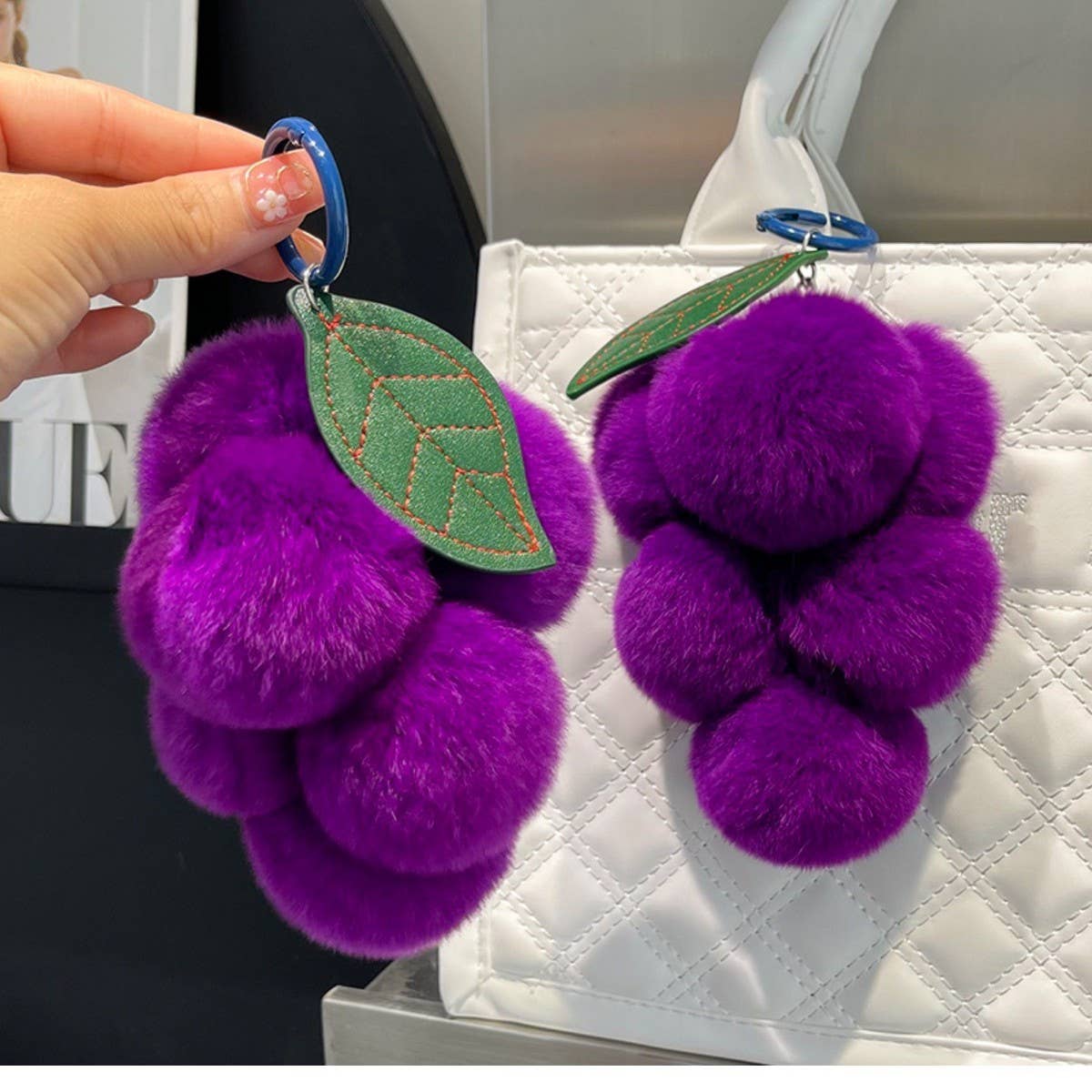 ACCITY - Wholesale Keychain - Unisex - CUTE PLUSH DOLL PURPLE GRAPE CAR KEYCHAIN PENDANT_CWMM24832