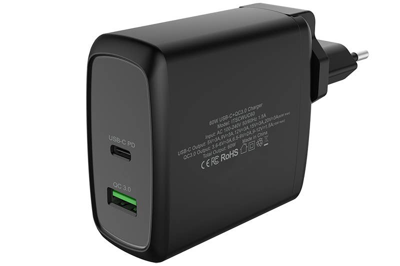 ITEK - Wholesale Portable Charger - 60W Wall Charger, 6A (2x3A) with 2 Ports0