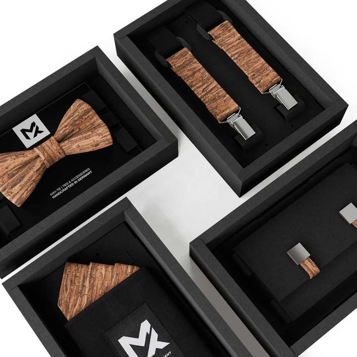 MAY-TIE - Wholesale Suspenders - Men's - MAY-TIE Cork Suspenders | Wood Brown | Iconic Y-Shape