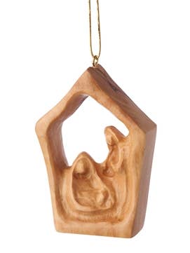 Holy family in house - ornament - 2.75" for wholesale by Earthwood