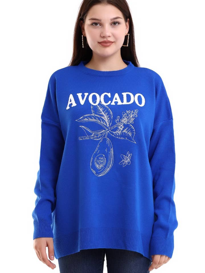 GEBREIDE TRUI MET AVOCADOPRINT voor wholesale door Cloth Cube