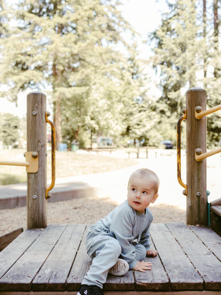 Raglan Playwear Set in Dusty Blue for wholesale on Faire3