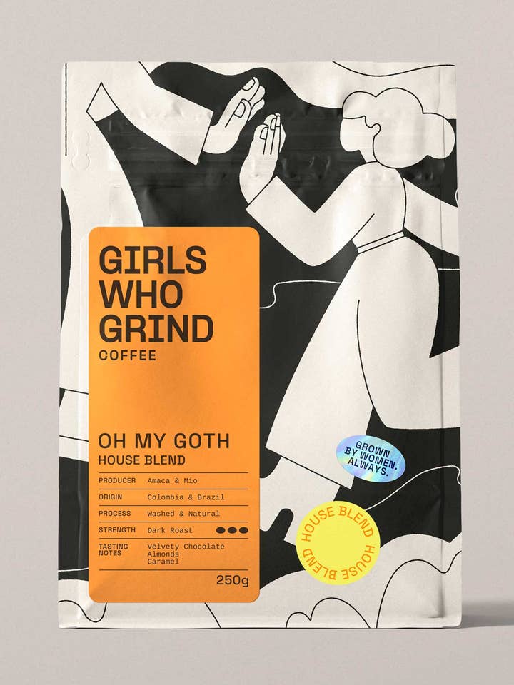 Coffee Beans, Oh My Goth, dark roast coffee blend. for wholesale by Girls Who Grind Coffee