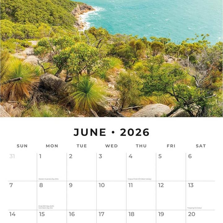 MiddleGift - Wholesale Calendar - Red Robin 2026 National Parks of Australia Wall Calendar5