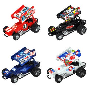 Novelty Closeout - Wholesale Toy Car/Truck - Kids - Pull Back 4" Die Cast Midget Racers Assortment0