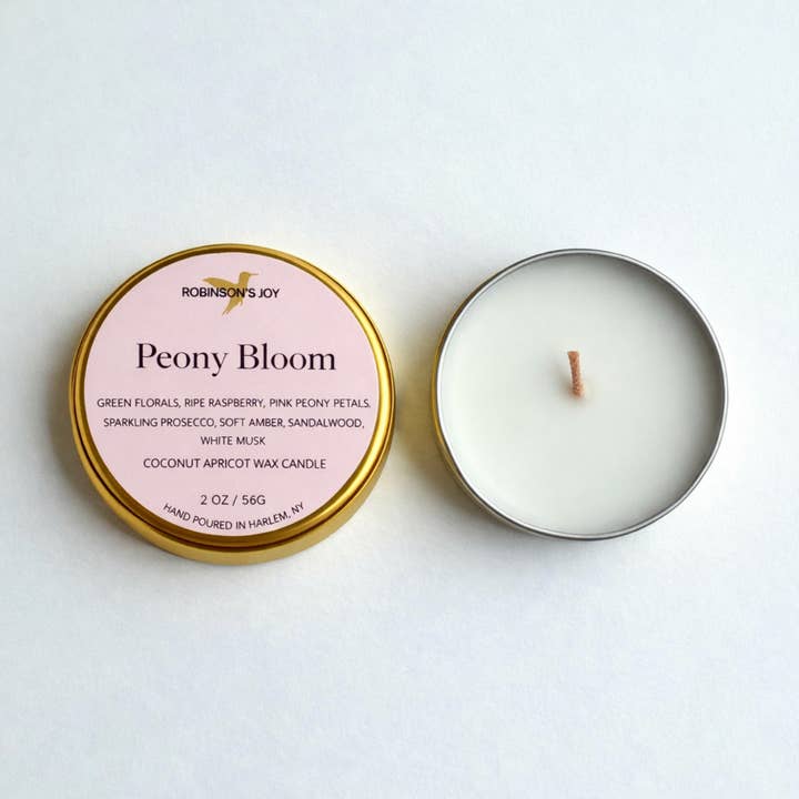 ROBINSON'S JOY - Wholesale Travel Candles - Peony Blossom 2oz Travel Candle - Spring 20261