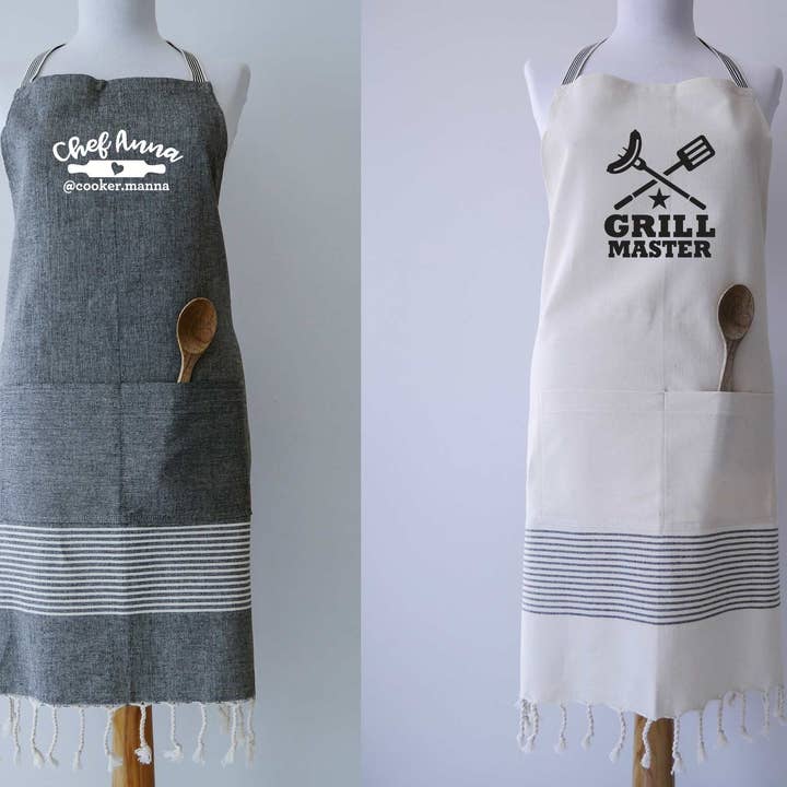 Living Roots – Avental por atacado – Avental de cozinha impresso com logotipo personalizado - cinza4