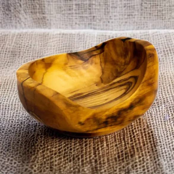 Tigela com borda de madeira natural em madeira de oliveira, taças rústicas por atacado de Kayrana