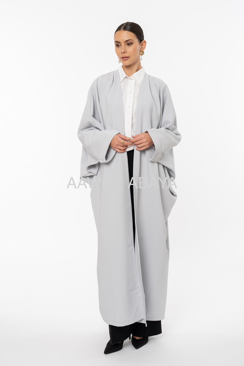 Aawoe Abaya - Wholesale Kaftan - Women's - Open abaya with wide sleeves and adjustable details -2300