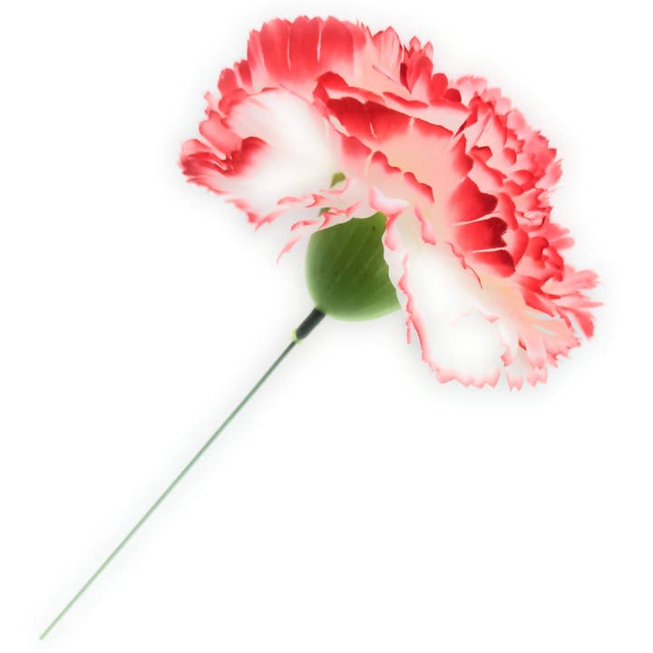 BRANDELIA - Wholesale Artificial Flowers - Clavel Grande Flamenco Flor Pelo · White Red Ø13cm3