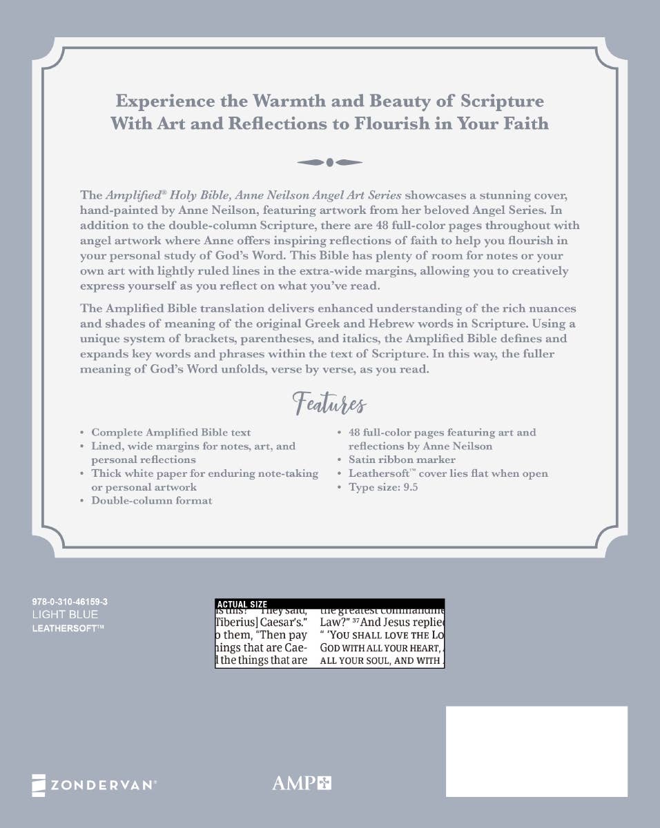 HarperCollins Christian Publishing - Wholesale Display Book - Amplified Bible Anne Neilson Angel Art Leathersoft Blue3