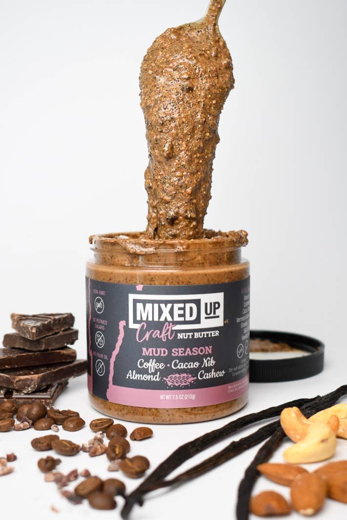 Mixed Up Foods - Venta al por mayor Cremas de frutos secos - Mantequilla de semillas de cacao y nueces de café, «Mud Season», 7.5 onzas1