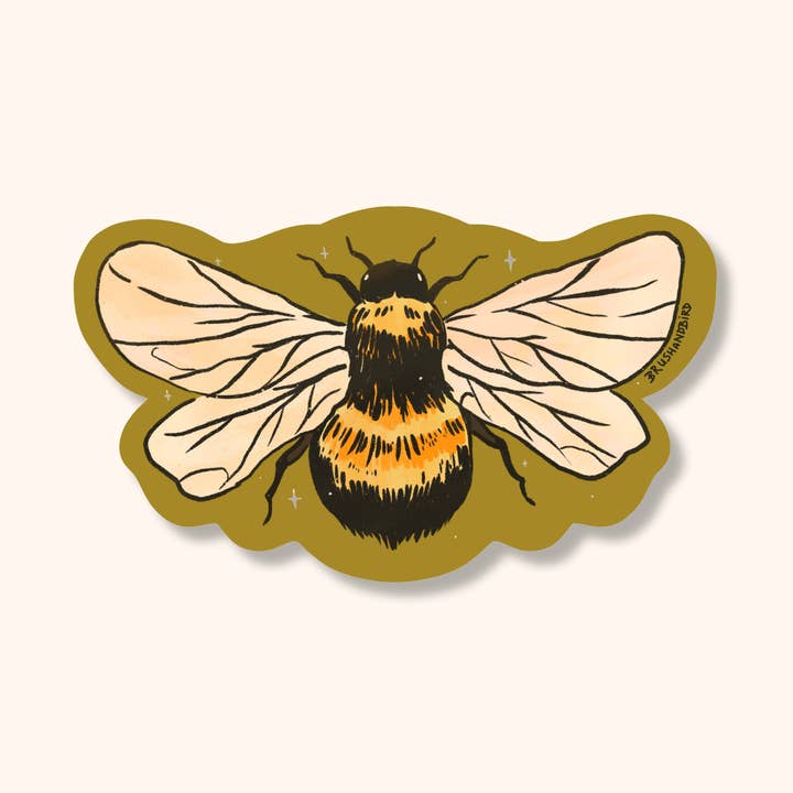 Bumblebee Sticker | Hand-drawn Bee Vinyl Die Cut Sticker for wholesale by Brush & Bird Paper Co.
