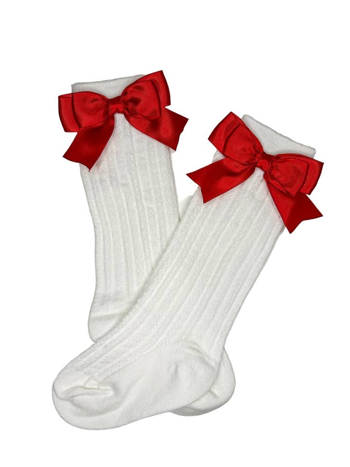 Red Bow Socks for wholesale by Lovely Littles Smocks