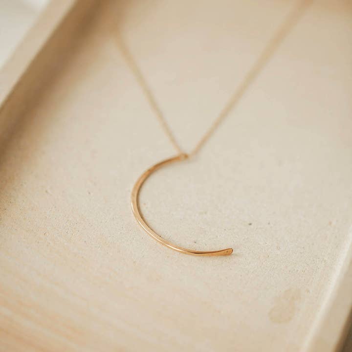 Hello Adorn - Wholesale Pendant/Charm Necklace - New Moon Pendant | 14kt Gold Fill + Sterling Silver