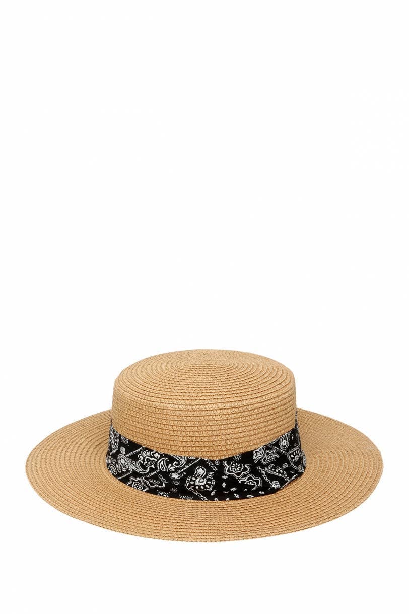 anbfashion – Chapéu de palha – Mulher por atacado – Bandana Wrap Flat Top Chapéu de Palha0