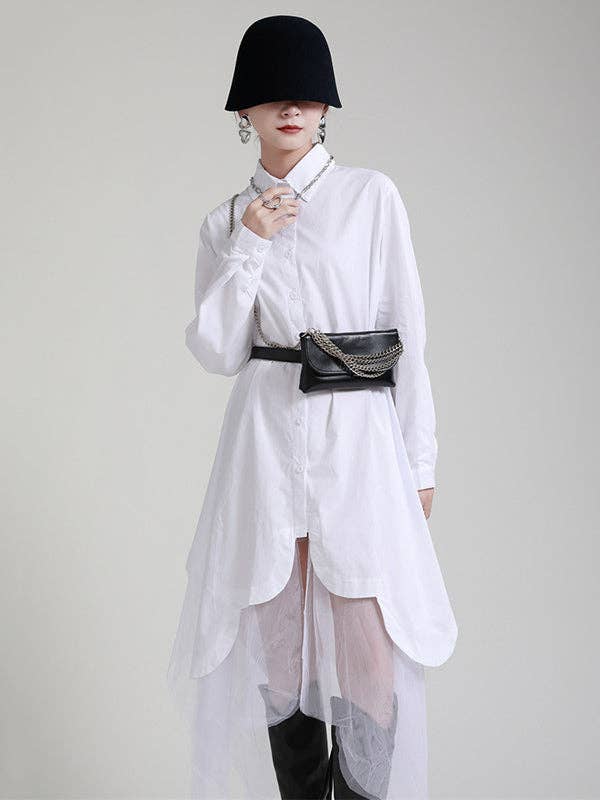 UZ Wholesale Store - Wholesale Dress - Women's - Urban Loose Split-Joint Lapel Long Sleeves Midi Dress15