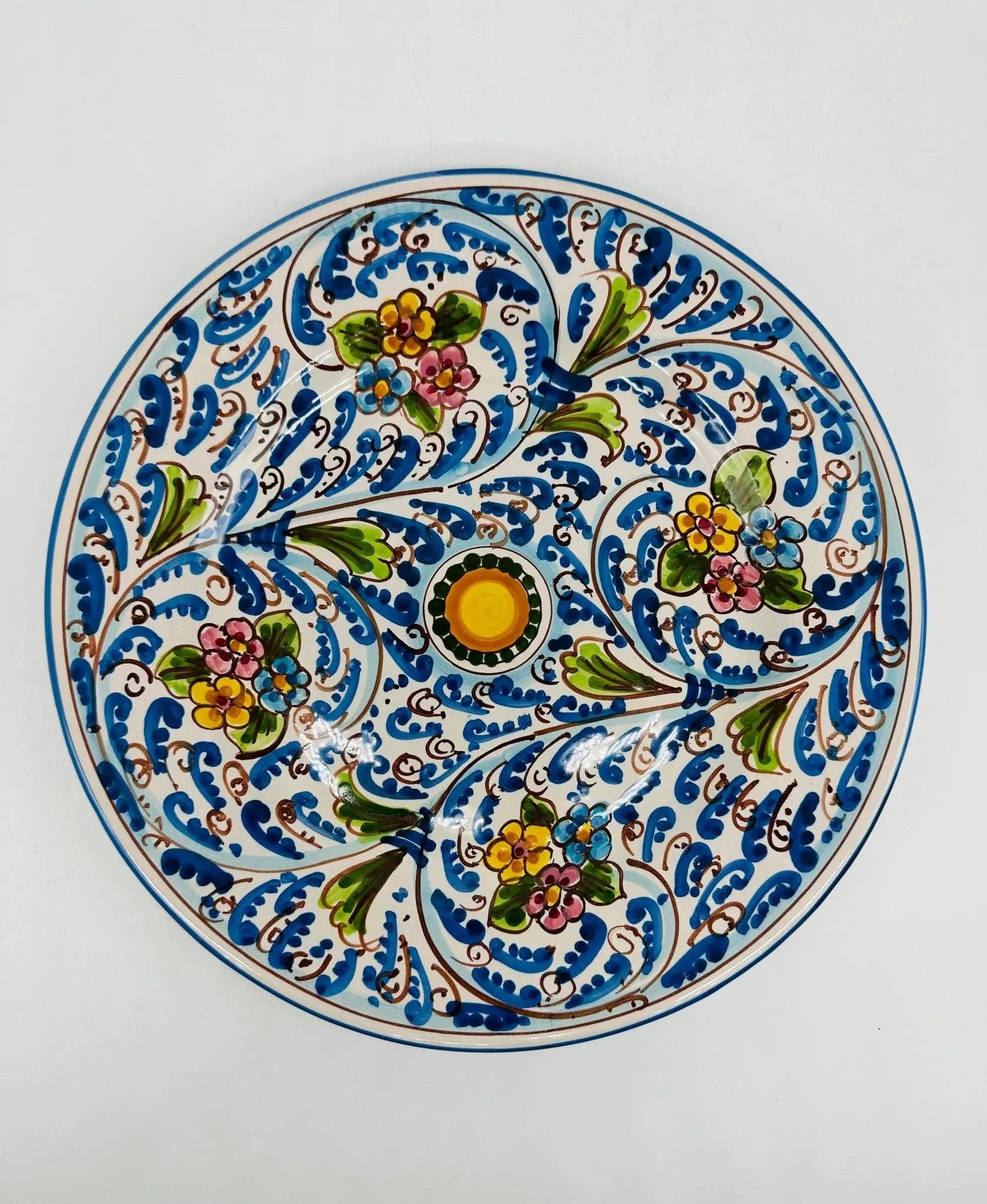 DD Ceramiche Siciliane - Venta al por mayor Plato grande - Plato plano de cerámica Caltagirone para uso alimentario, ópalo0