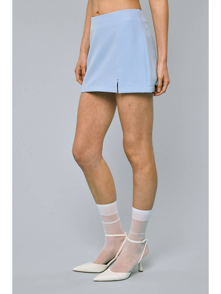 Sky to Moon - Wholesale Skirt - Women's - SOFT SOLID COLOR ONE-SIDE SLIT FIT-IN MINI SKORT