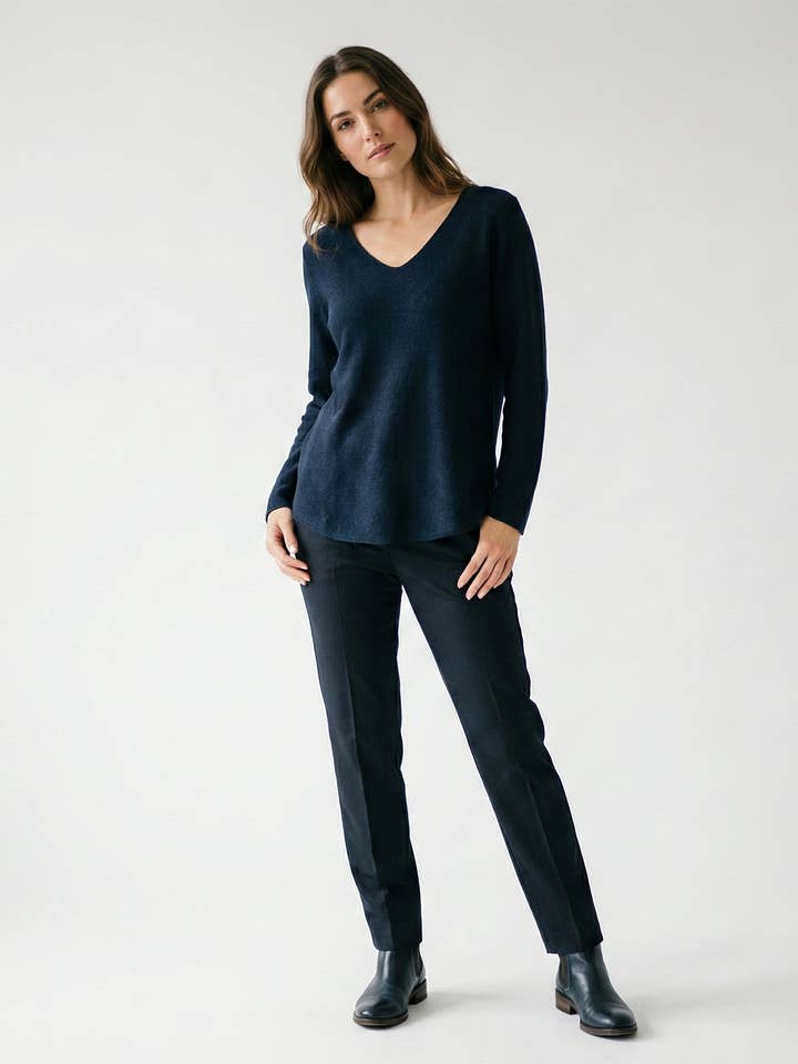 Long Sleeve V-Neck Knit Pullover Viscose for wholesale by L'Emotion