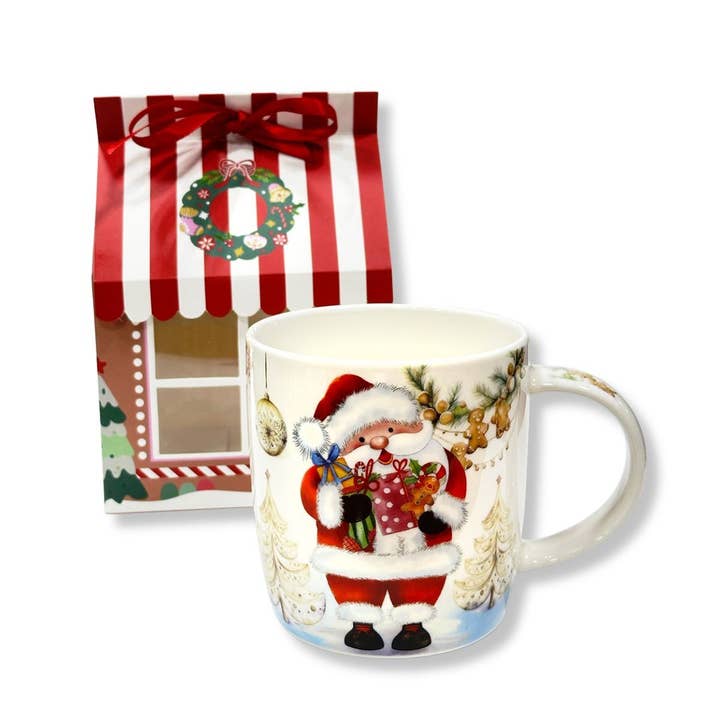 Mug en porcelaine Père Noël dans une boîte cadeau pour la vente par STP