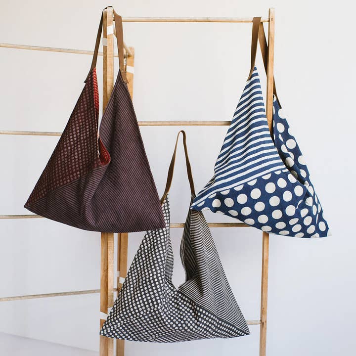 Bolsa de mano doblada, puntos y líneas para venta al por mayor de Handwork Studio