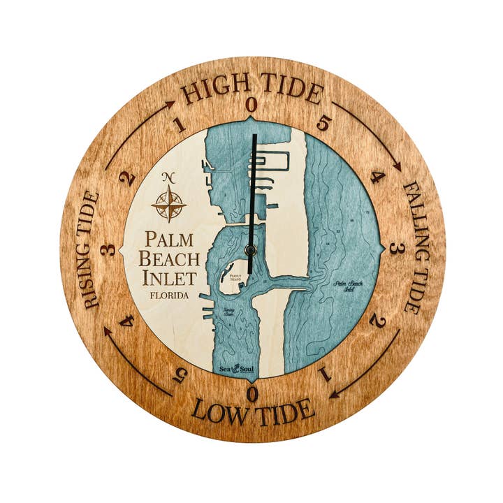 Sea & Soul Nautical Chart Art - Wholesale Wall Clock - Florida East Coast Nautical Chart Tide Clock-Many Locations116