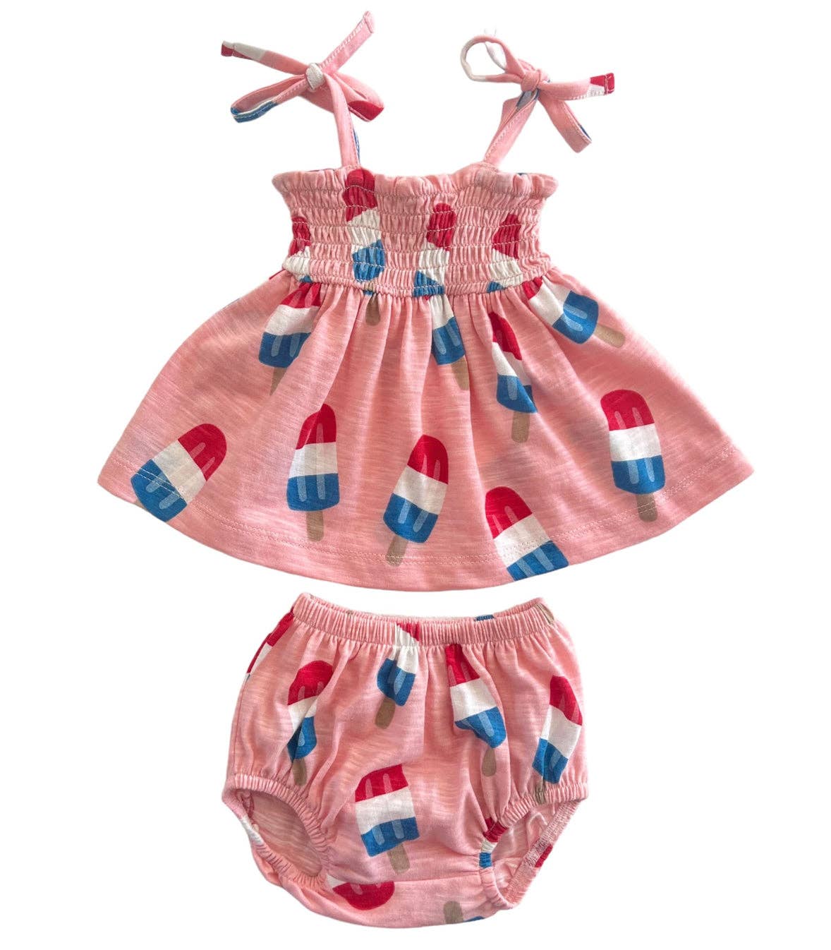 SIIX Collection - Wholesale Clothing Set - Baby - Popsicle Pink / Organic Smocked Set1