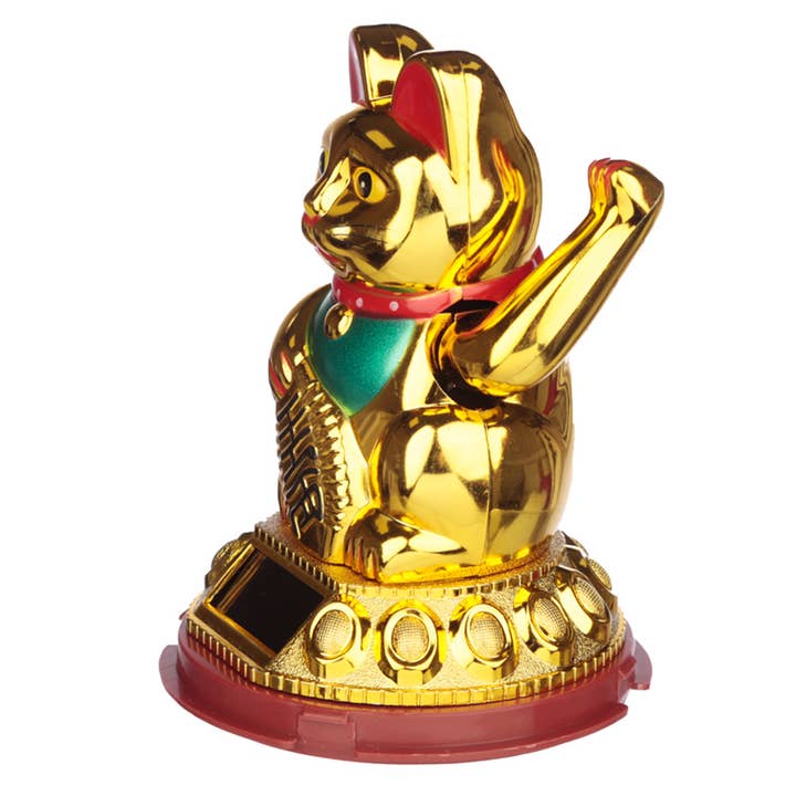 Puckator Ltd - Wholesale Ornament - Maneki Neko Golden Lucky Waving Cat Solar Pal2