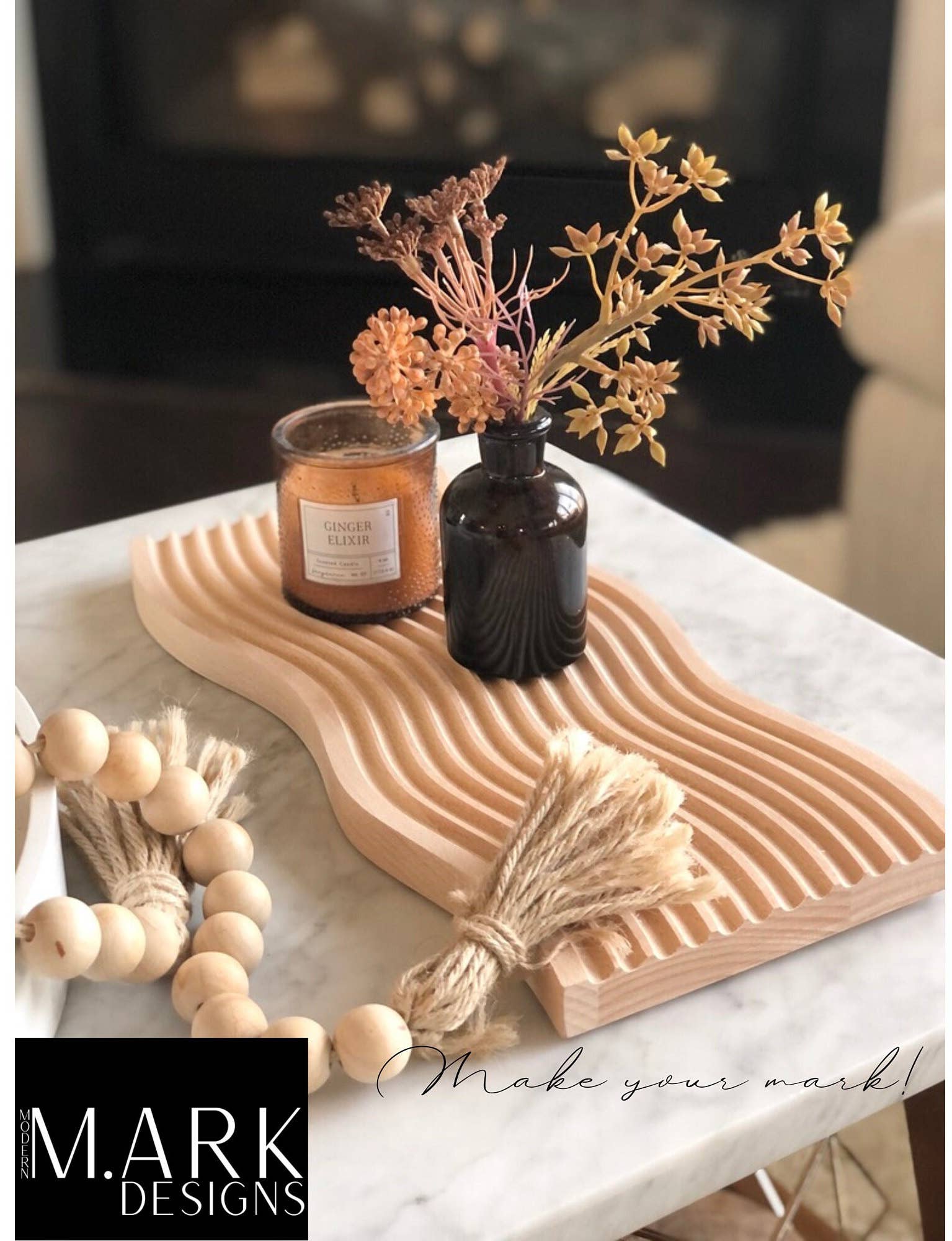 Modern Ark Designs - Vente Plateaux de service - Plateau de service en bois ondulé ondulé pour charcuterie en bois7