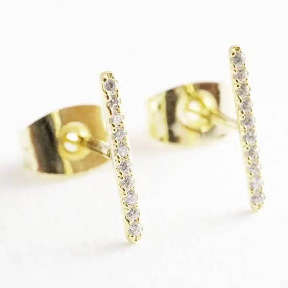 Skinny Midi Crystal Bar Earrings for wholesale by Honeycat Jewelry