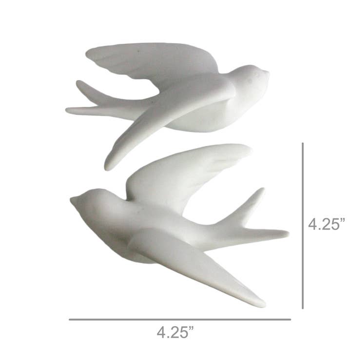 HomArt - Wholesale Decorative Figurine - Ceramic Sparrows - Sm Pair - Left & Right - White