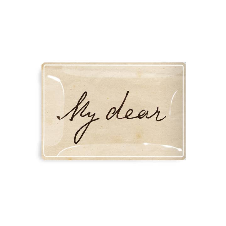 Ben's Garden - Wholesale Decorative Tray - My Dear Cursive Decoupage Glass Tray