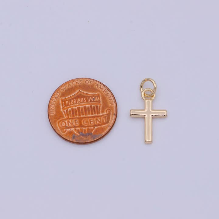 Aim Eternal - Wholesale Individual Charm/Pendant - Mini 18k Gold Filled Cross Charm W-1711