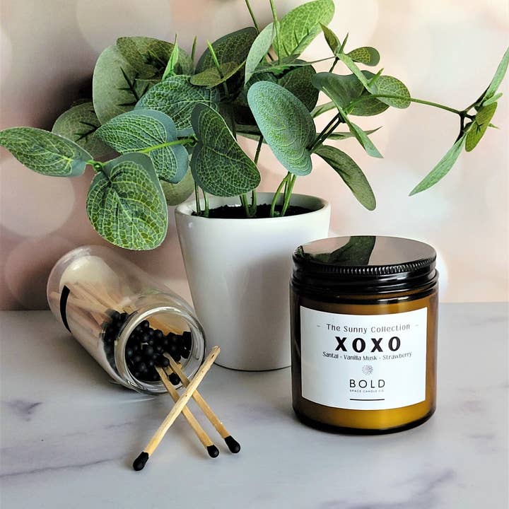 Bold Space Candle Co. - Wholesale Jar/Filled Candle - Vanilla + Black Santal + Berries - 3 oz. Amber Soy Candle2