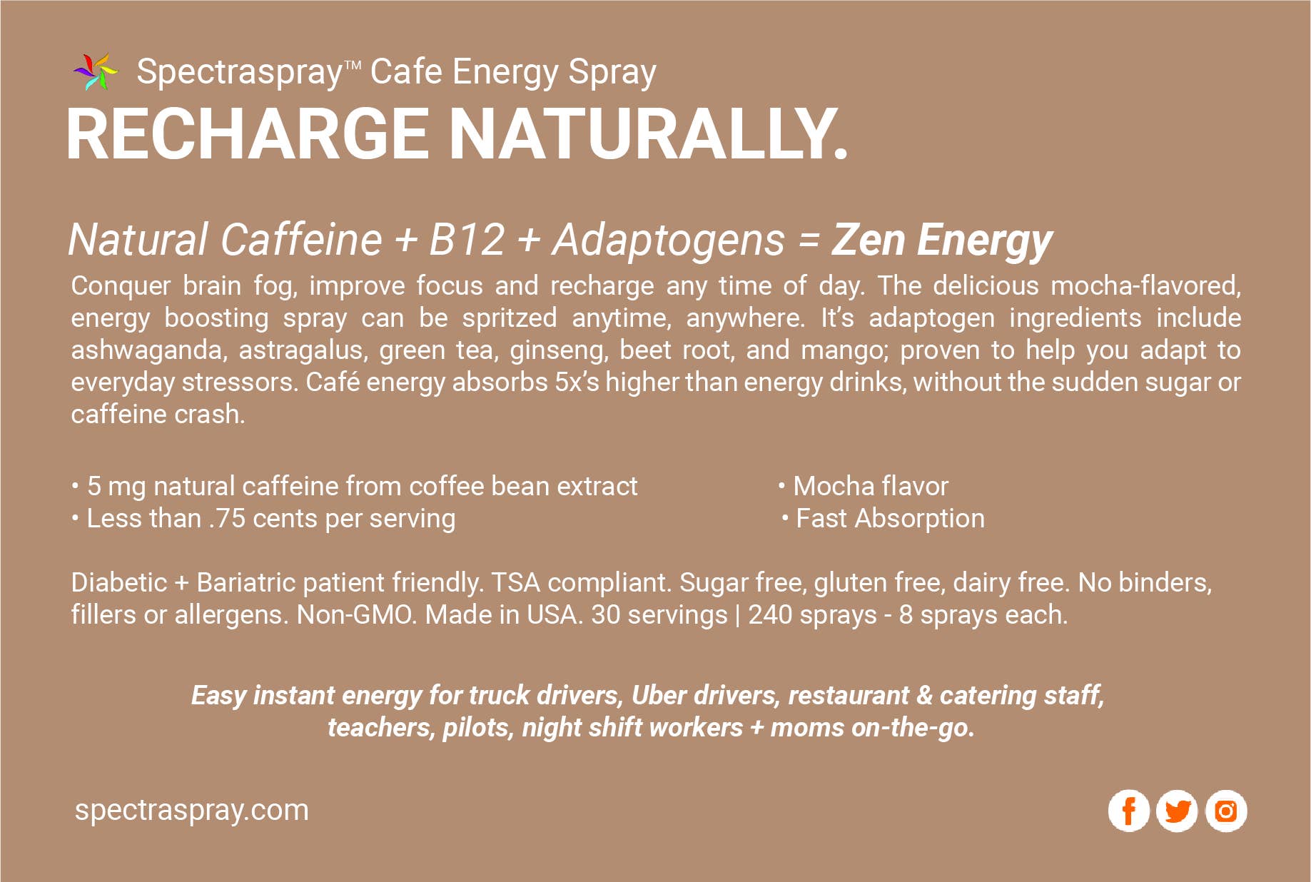 SpectraSpray Global - Wholesale Oral Supplement/Vitamin - Mocha Energy Oral Spray Supplement6