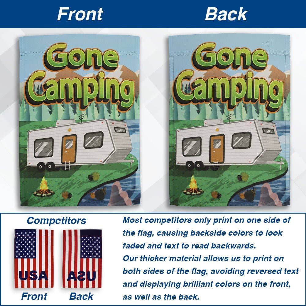Flags Importer - Wholesale Flag - H&G Studios Gone Camping 12x18in Garden Flag12