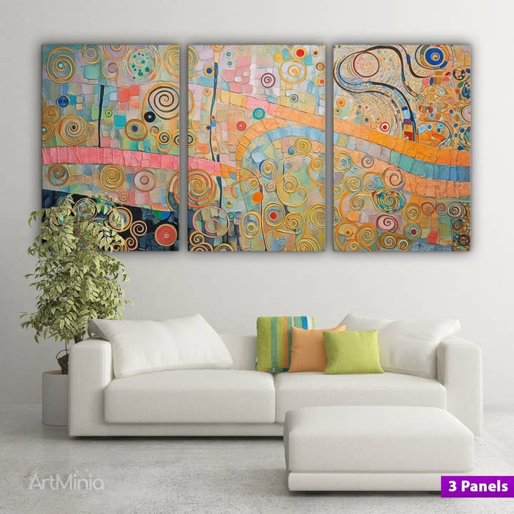 Abstract painting style of Gustav Klimt, canvas print wall for wholesale by Artorang
