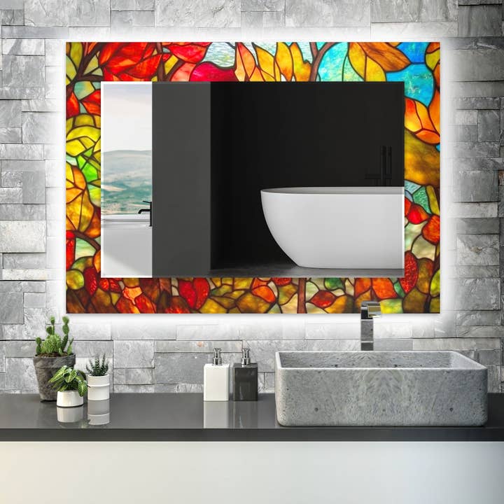 Målat härdat glas väggspegel för wholesale av MyPhotostation