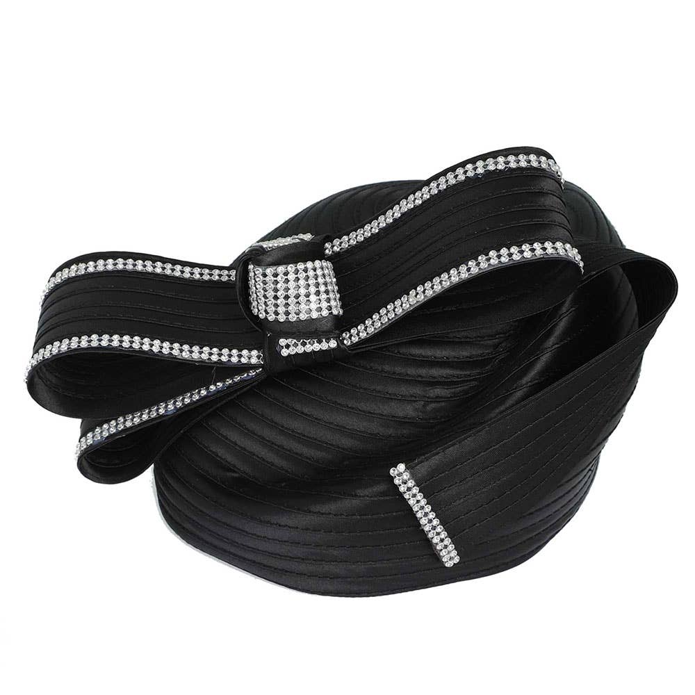 Sensibling Corp. - Wholesale Fascinator Hat - Women's - Rhinestone Rim Bow Church Dressy Hat
5