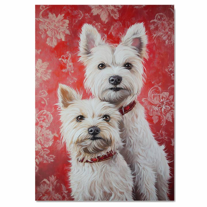 Elegant Westie Couple Painting Dog Lover Flat Rolled Canvas for wholesale by Art Paradise Studios