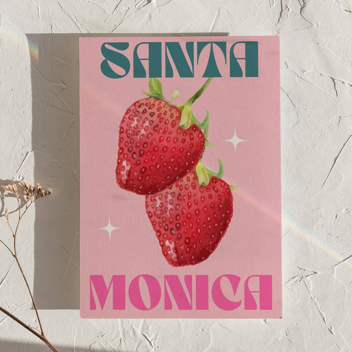 Bright Retro Santa Monica Location Print for wholesale by LXR CREATE