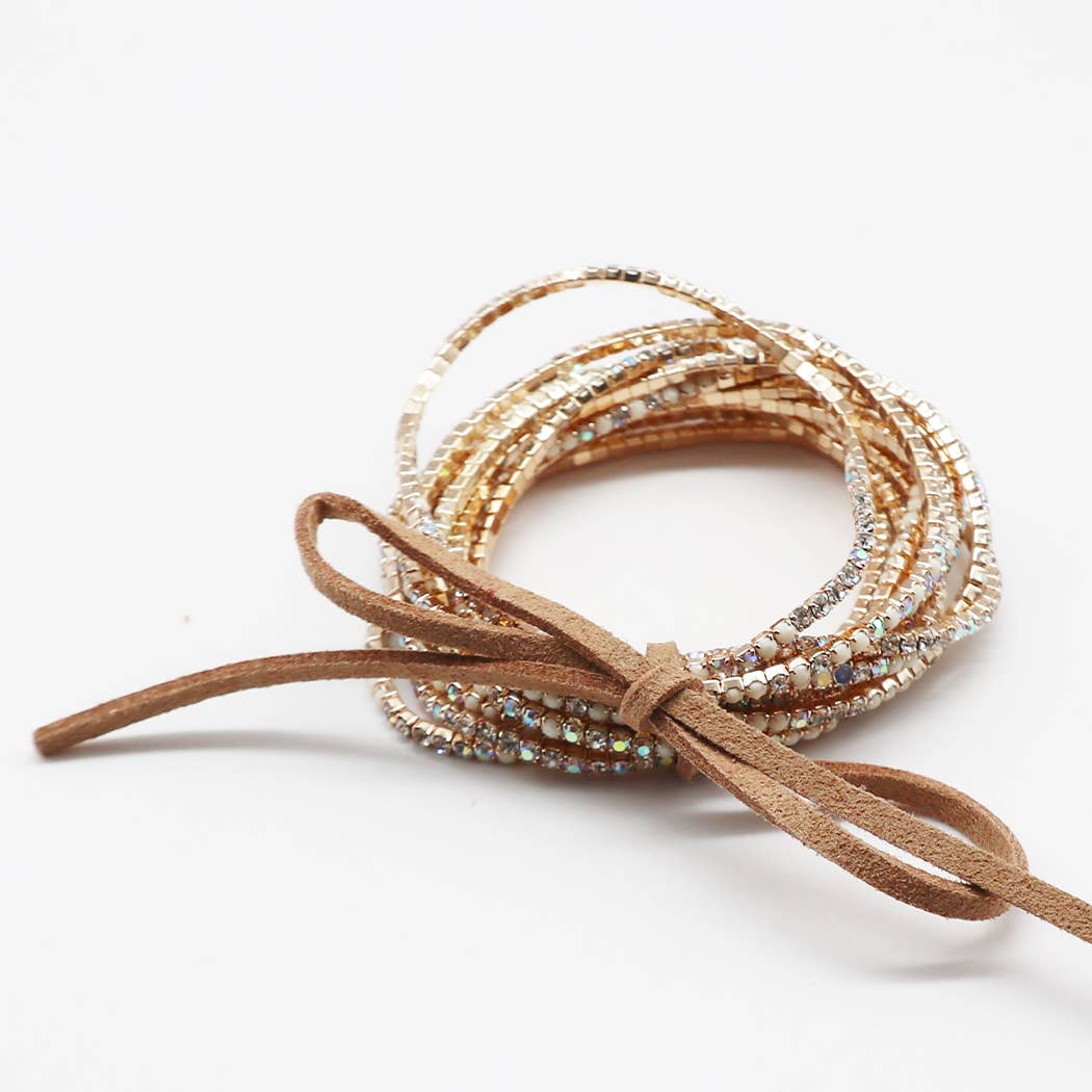 Fashion City – Conjunto de joias por atacado – Pulseiras de Pedra de Cristal Stretch Stretch de 12 Camadas 10