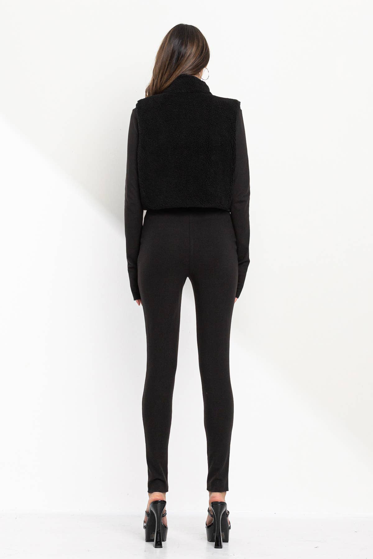 No Vacancy - Wholesale Outerwear Vest - Women's - Boucle cropped high neck vest6