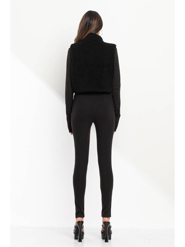 No Vacancy - Wholesale Outerwear Vest - Women's - Boucle cropped high neck vest6