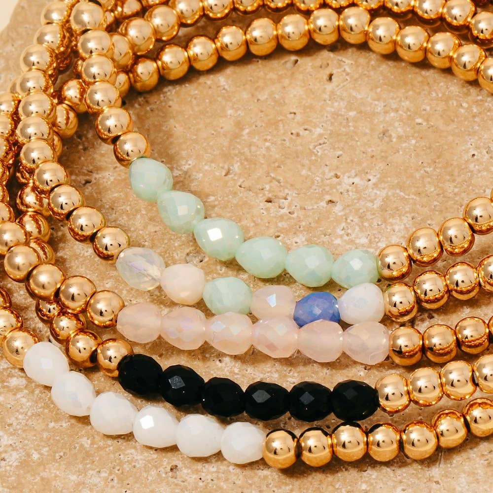 Anarchy Street – Großhandel Perlenarmband – Set aus metallischen und facettierten Glasperlenarmbändern3