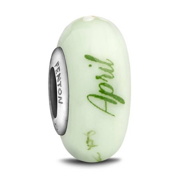 "April Birth Flower" Hand Decorated Glass Bead for wholesale by 1771 Philadelphia Glass Works