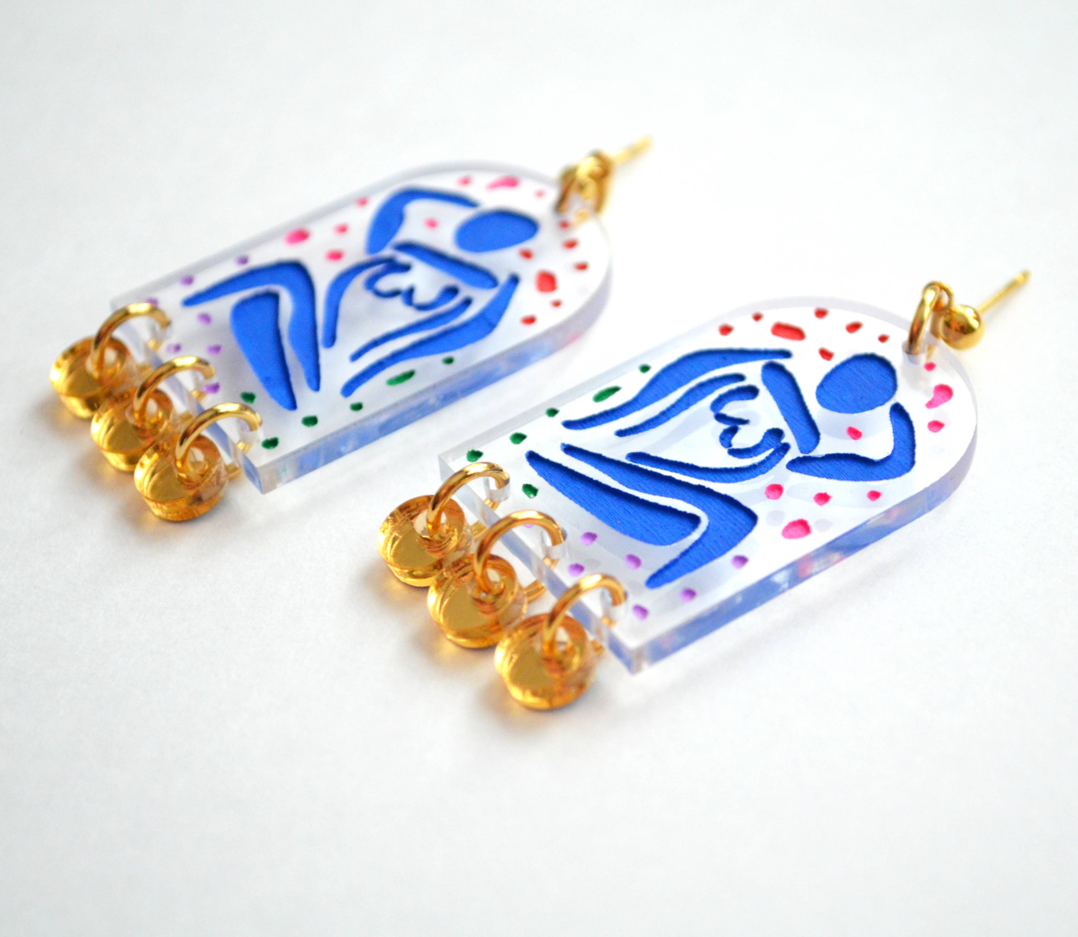 Boo and Boo Factory - Wholesale Hangende/ronde oorbellen - Blauwe dames acryl arch bengelen oorbellen12