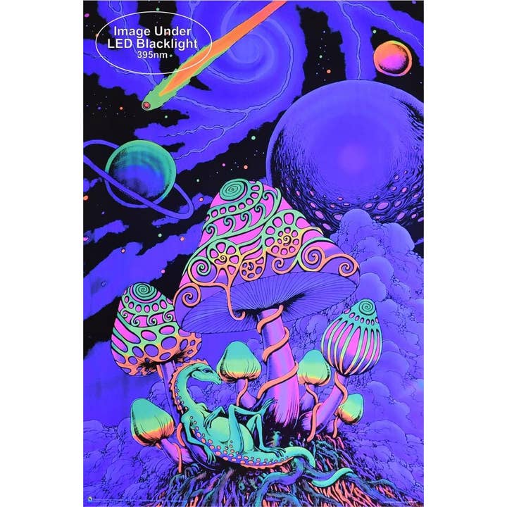 Scorpio Posters - Wholesale Poster - Cosmic Shroom Space Tribe Blacklight Poster1
