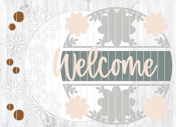 Kate's Blanks - Wholesale Door Hanger - Spring- Welcome Flower Pattern Door Hanger DIY | Paint Kit4